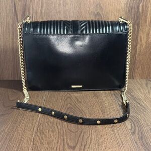 Rebecca Minkoff Black and Gold Crossbody Bag with Structured Design